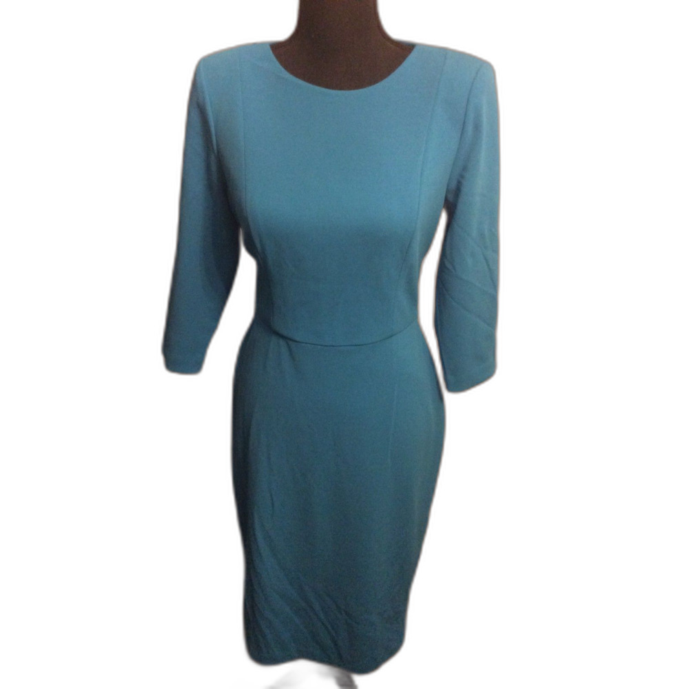 Adrianna Papell Size 8 Blue 3/4 Sleeve Fitted Lined Dress Career Church Dinner